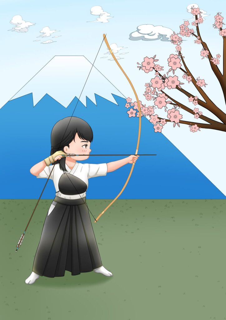BudoGirl doing Kyudo, Japanese archery
