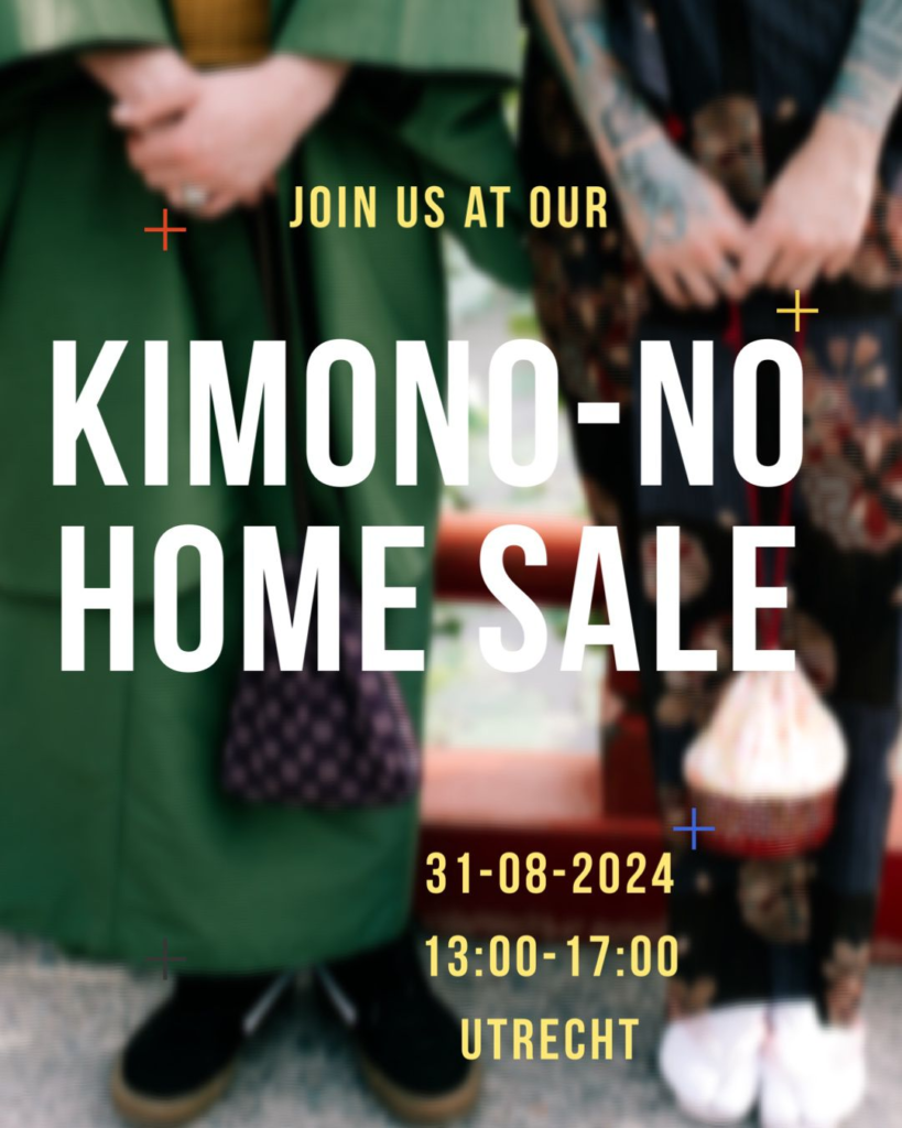 Beleef de sfeer van 'Kimono-no Home Sale' bij Maan, waar Japan Fans genoten van prachtige kimono's met symbolische kraanvogels en bloemen. 